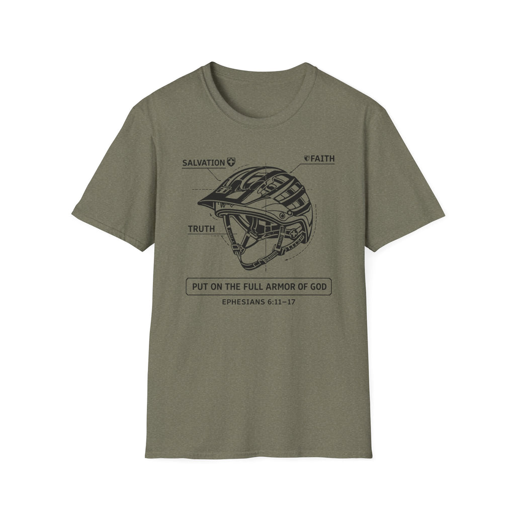 Armor of God Helmet T-Shirt — 'Put on the Full Armor of God' Scripture Tee