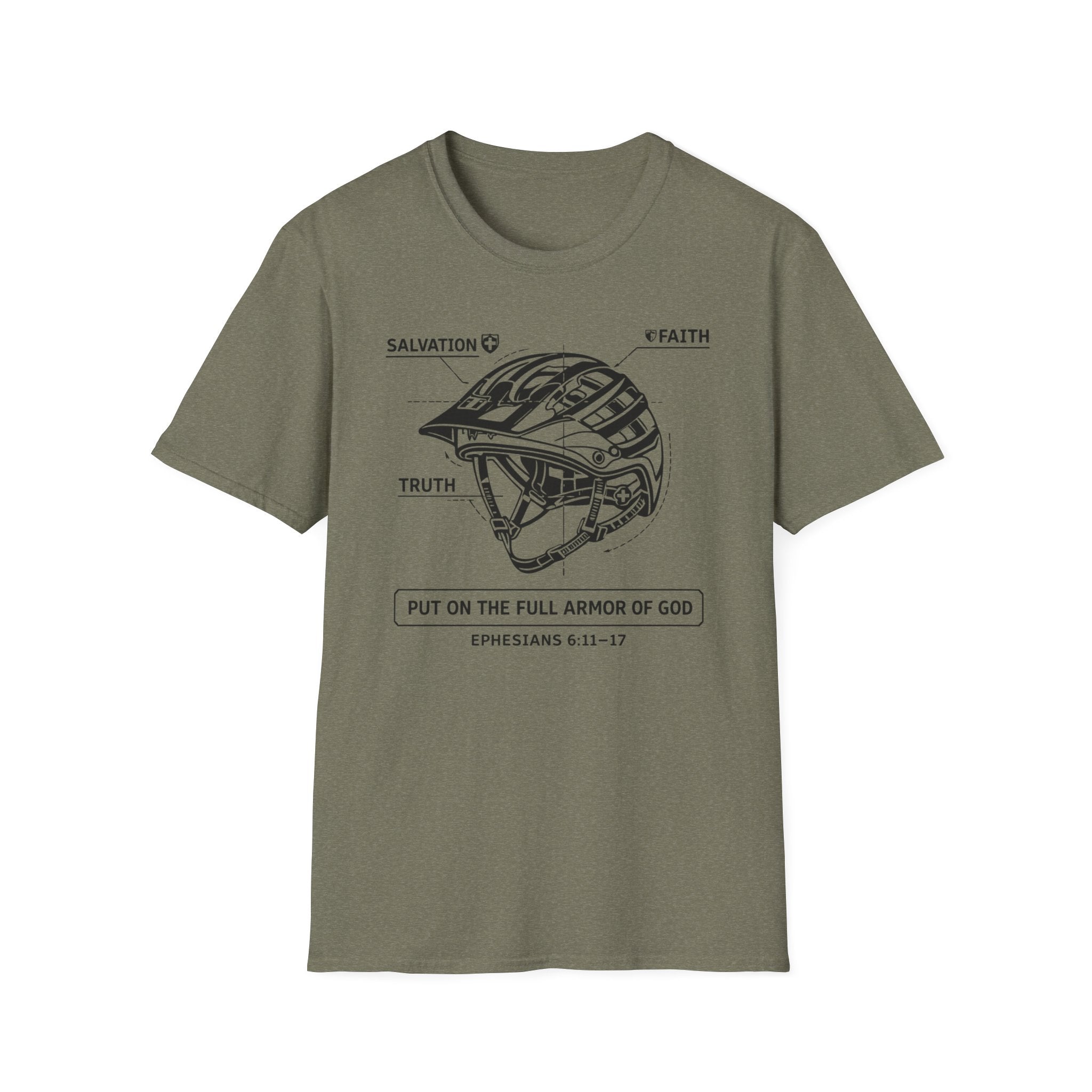 Armor of God Helmet T-Shirt — 'Put on the Full Armor of God' Scripture Tee