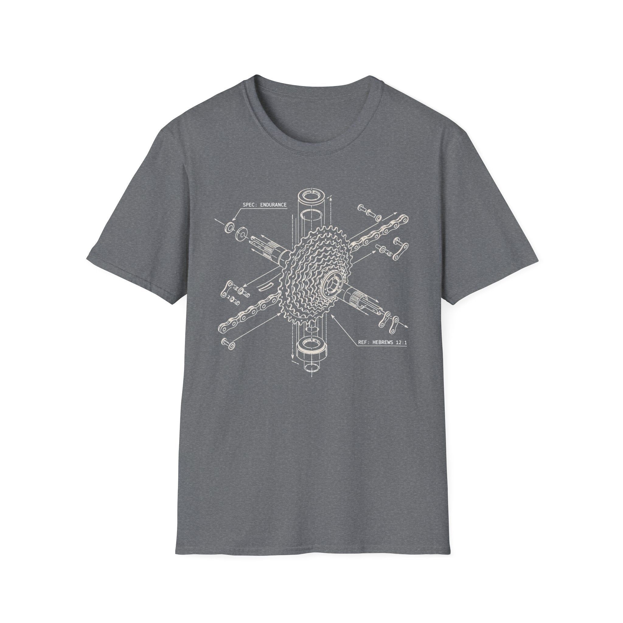 Bike Gear Blueprint T-Shirt — Exploded Cassette Diagram Tee