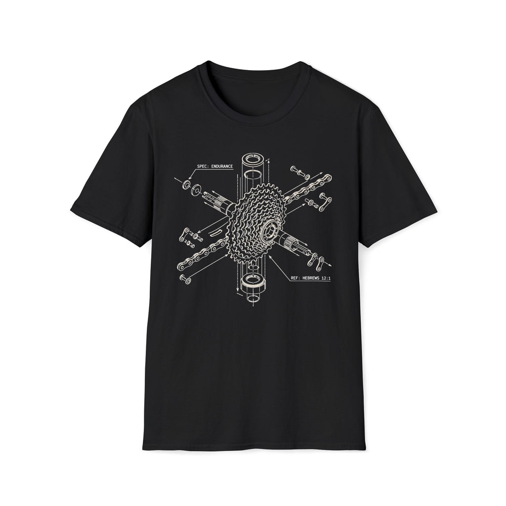 Bike Gear Blueprint T-Shirt — Exploded Cassette Diagram Tee
