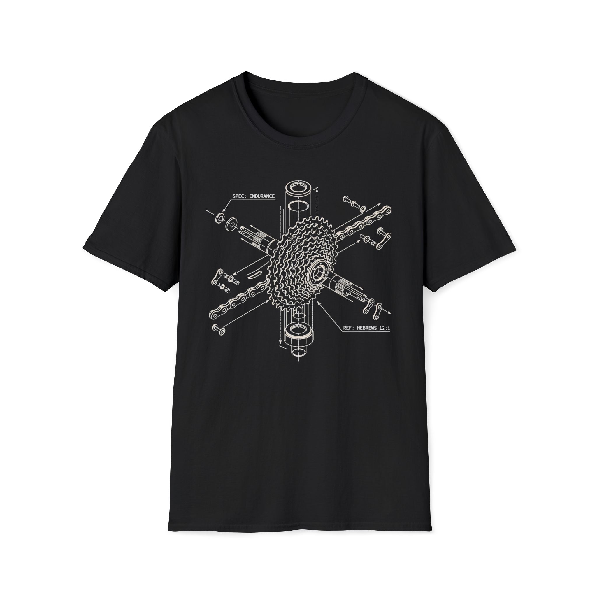 Bike Gear Blueprint T-Shirt — Exploded Cassette Diagram Tee