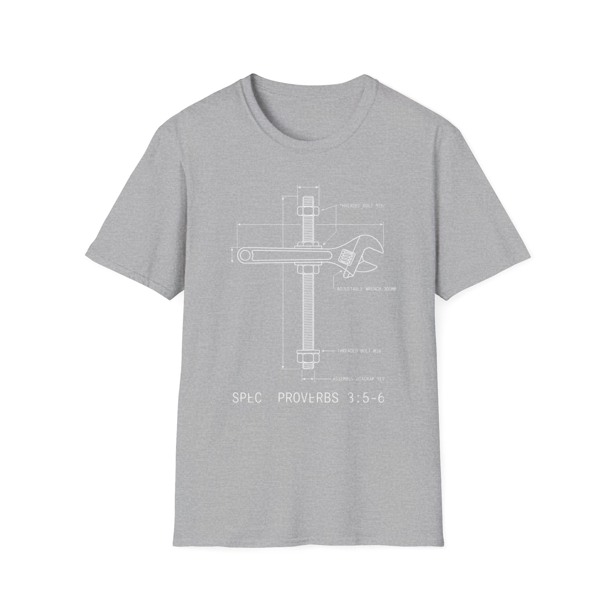 'Proverbs 3:5-6' Cross Blueprint Graphic T-Shirt