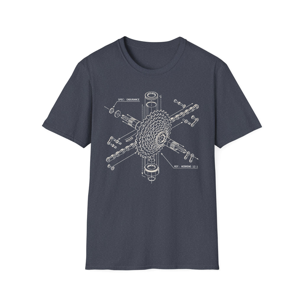 Bike Gear Blueprint T-Shirt — Exploded Cassette Diagram Tee