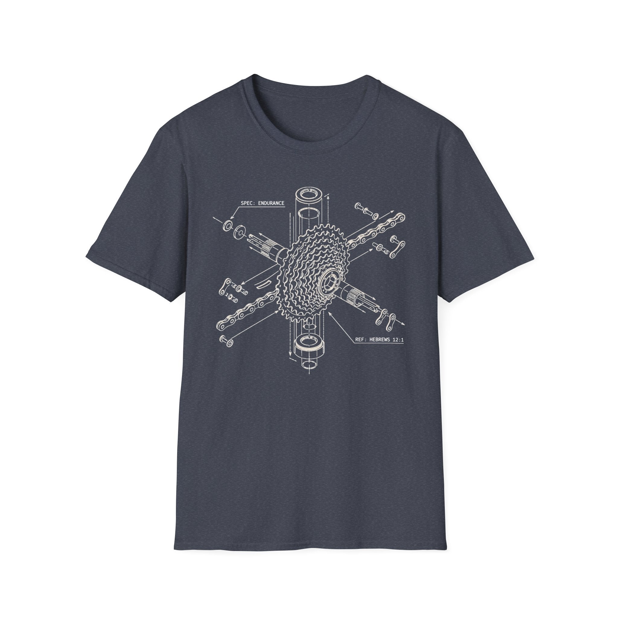 Bike Gear Blueprint T-Shirt — Exploded Cassette Diagram Tee