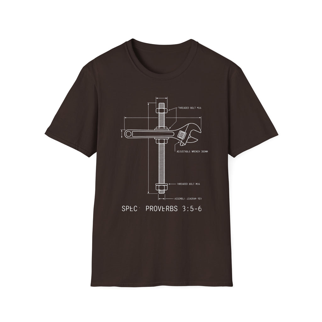 'Proverbs 3:5-6' Cross Blueprint Graphic T-Shirt