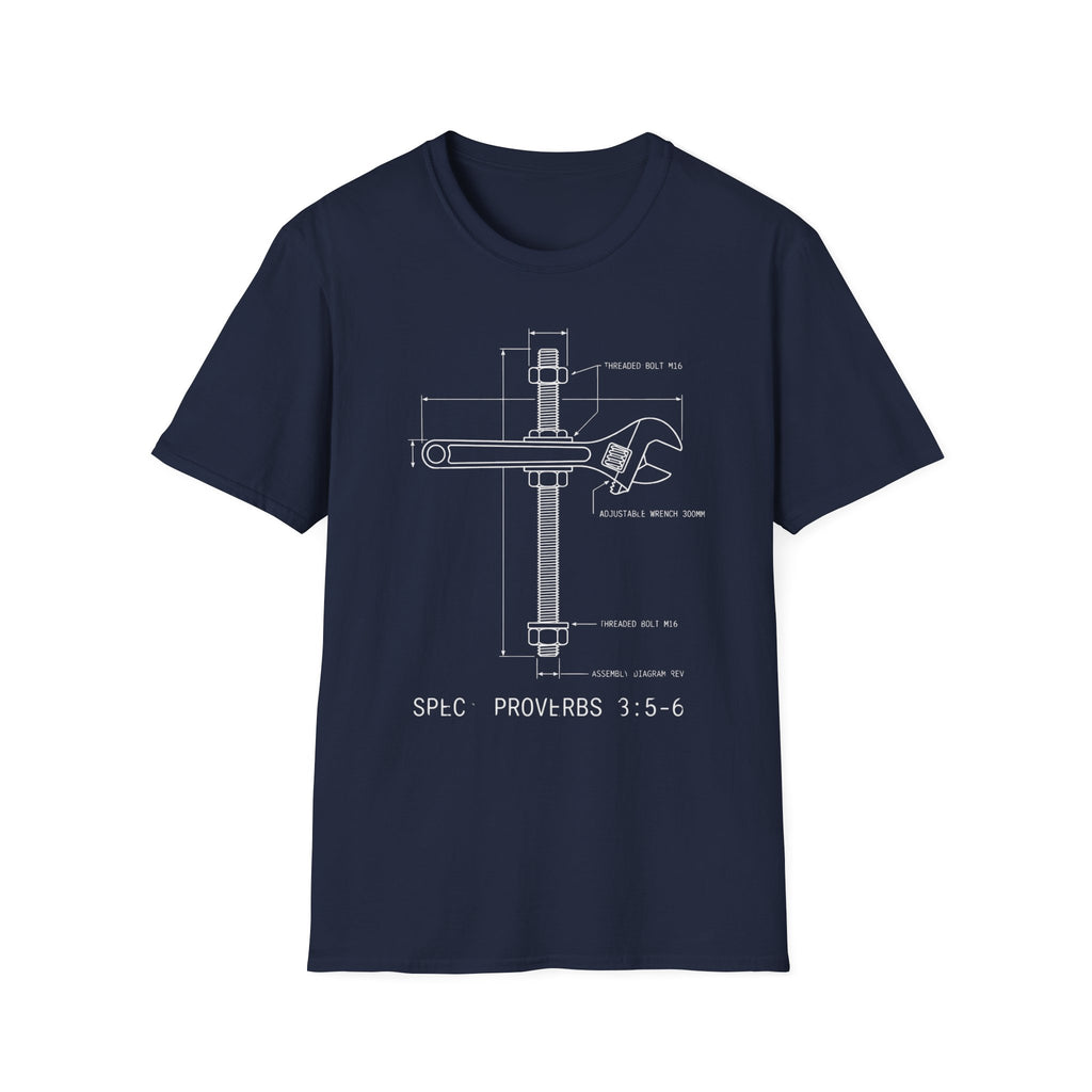 'Proverbs 3:5-6' Cross Blueprint Graphic T-Shirt