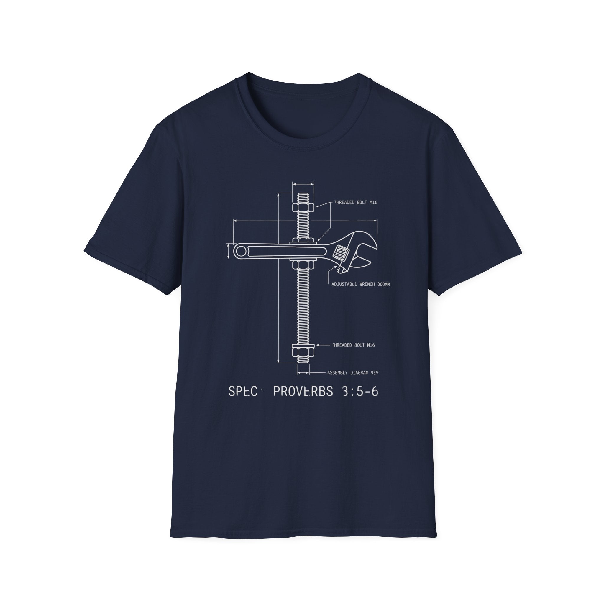 'Proverbs 3:5-6' Cross Blueprint Graphic T-Shirt