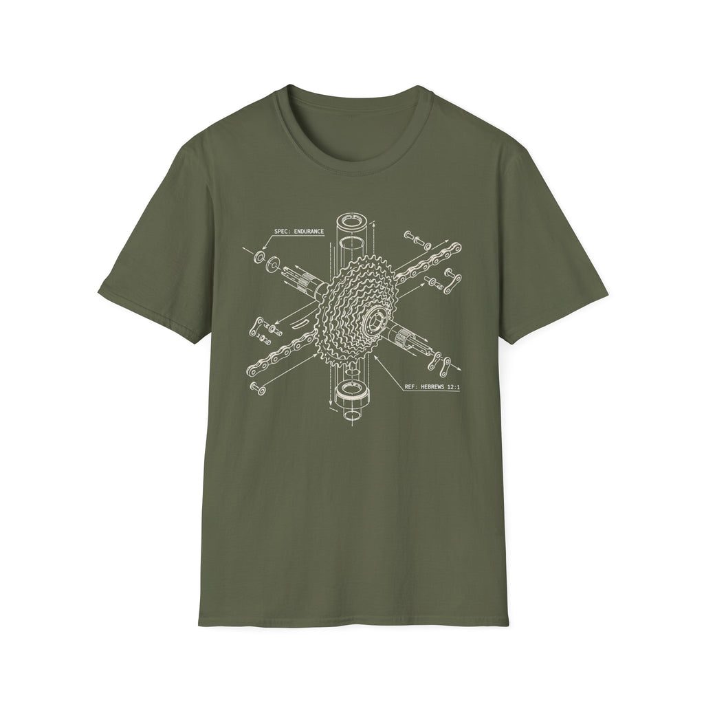 Bike Gear Blueprint T-Shirt — Exploded Cassette Diagram Tee