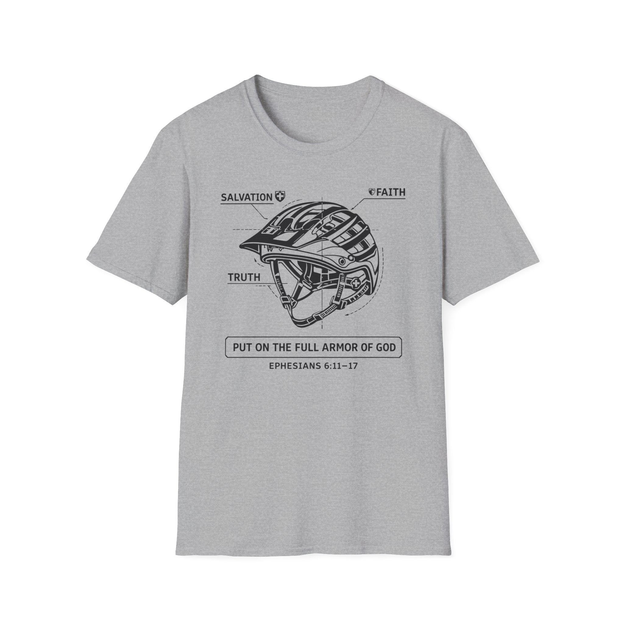 Armor of God Helmet T-Shirt — 'Put on the Full Armor of God' Scripture Tee