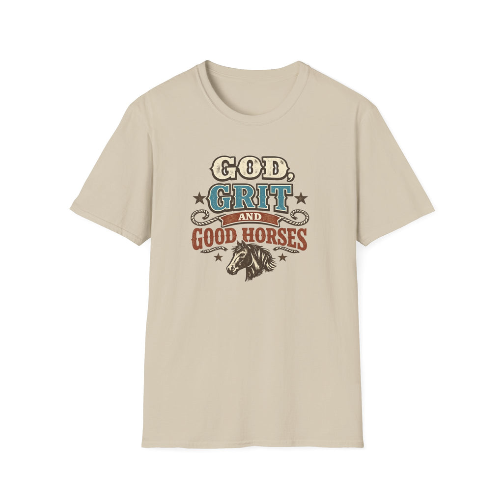 God, Grit, and Good Horses T-Shirt