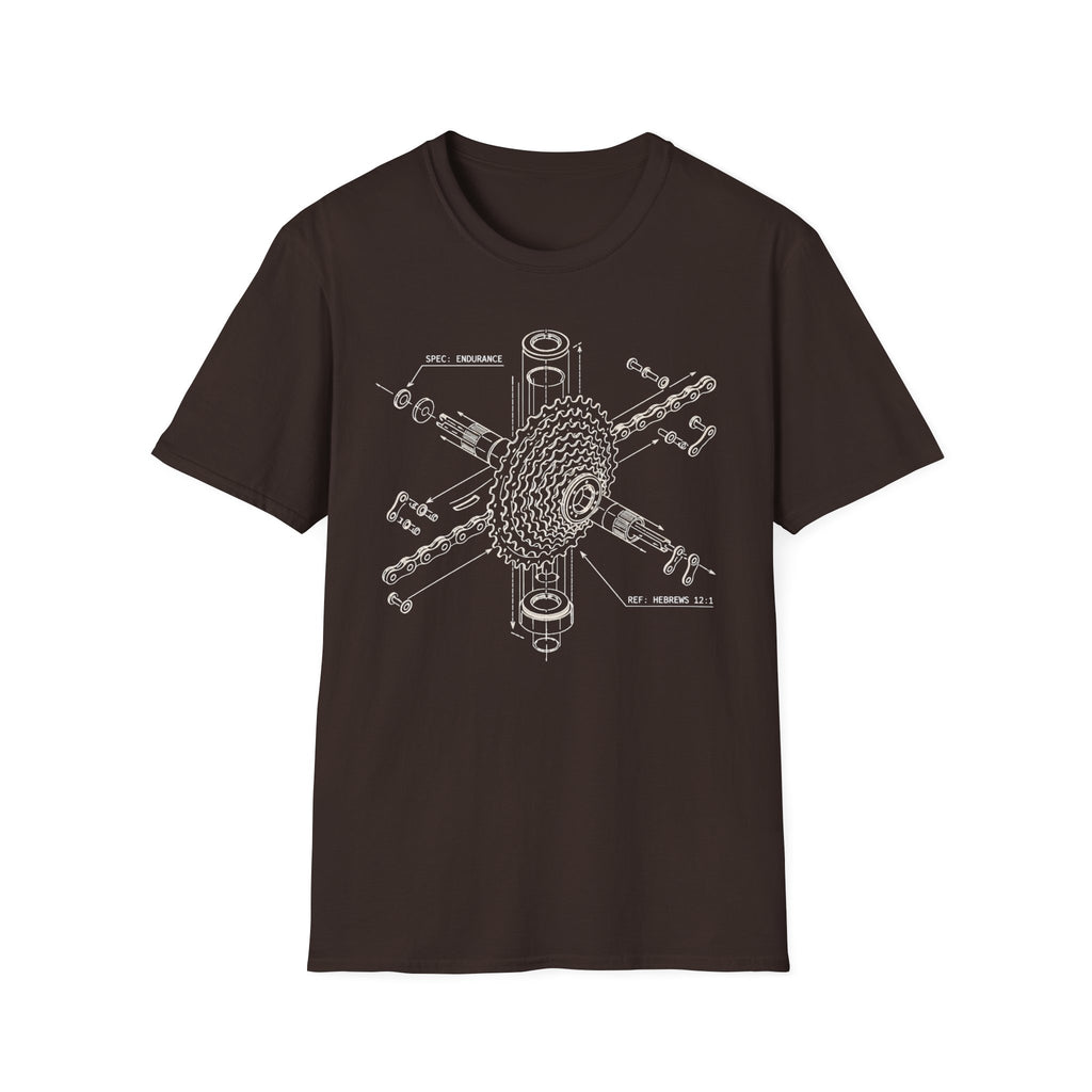 Bike Gear Blueprint T-Shirt — Exploded Cassette Diagram Tee