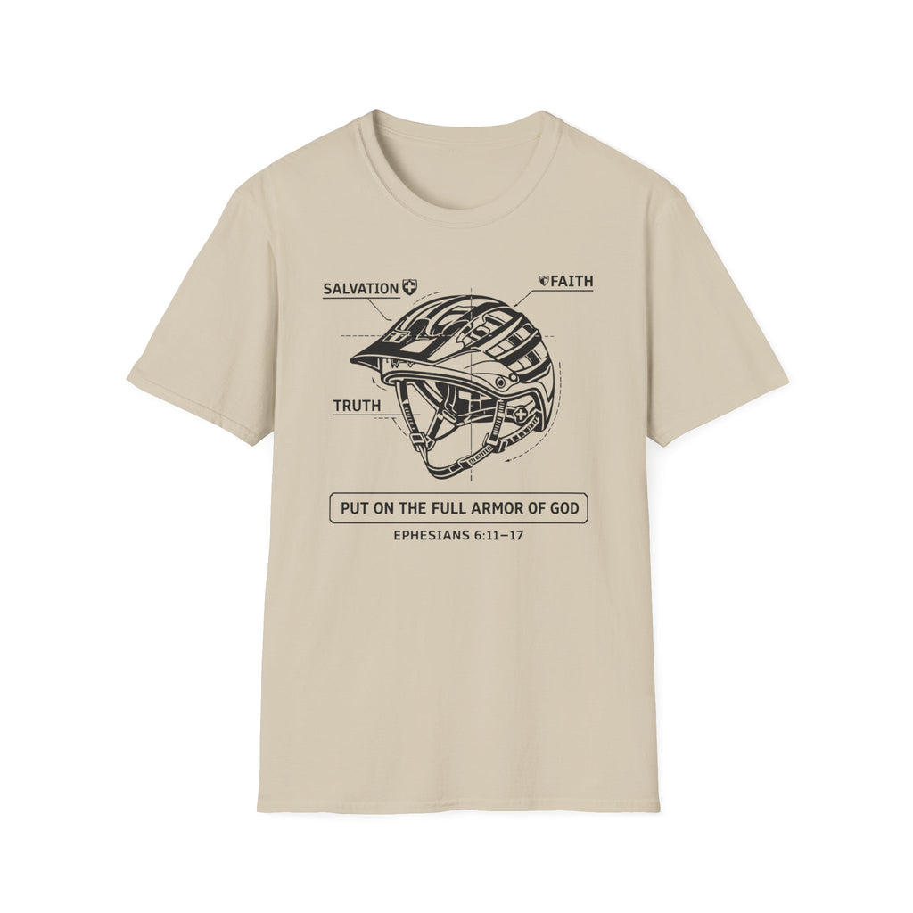 Armor of God Helmet T-Shirt — 'Put on the Full Armor of God' Scripture Tee