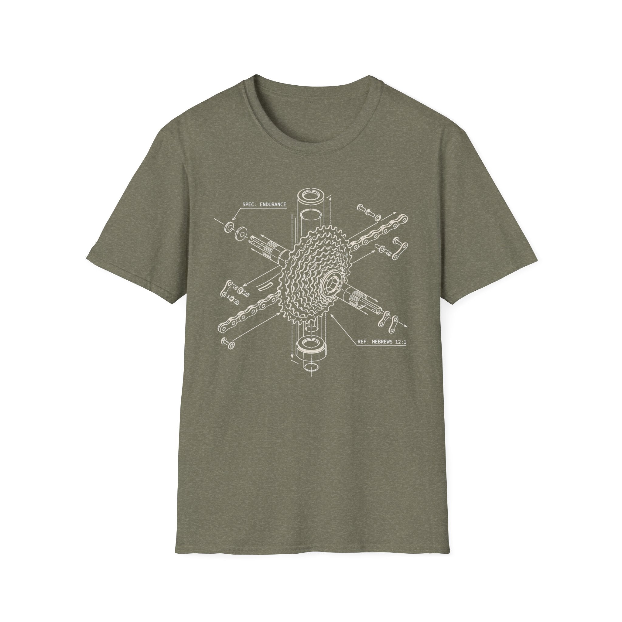 Bike Gear Blueprint T-Shirt — Exploded Cassette Diagram Tee