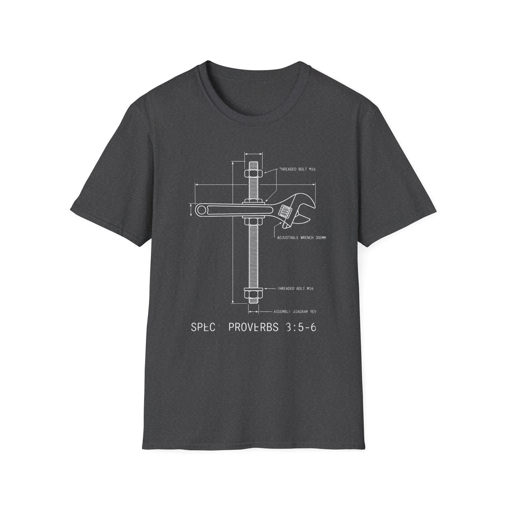 'Proverbs 3:5-6' Cross Blueprint Graphic T-Shirt